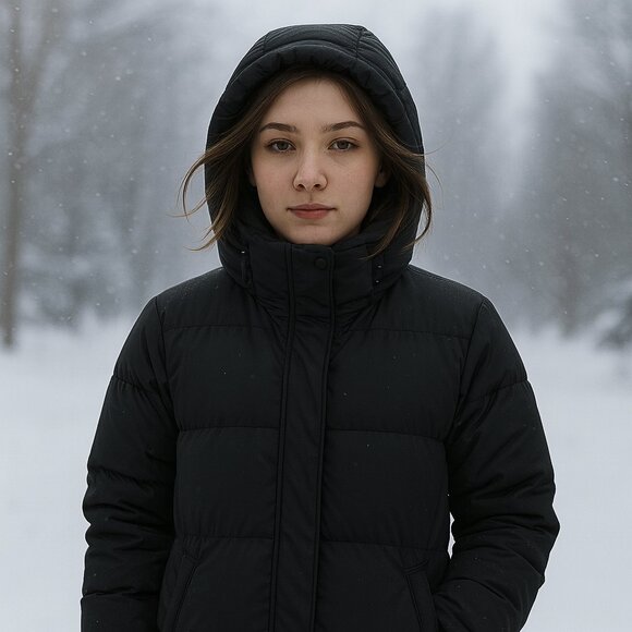 L.L. Bean Y2K Vintage Goose Down Puffer Black Hooded Parka Winter Jacket Size M - Picture 1 of 7